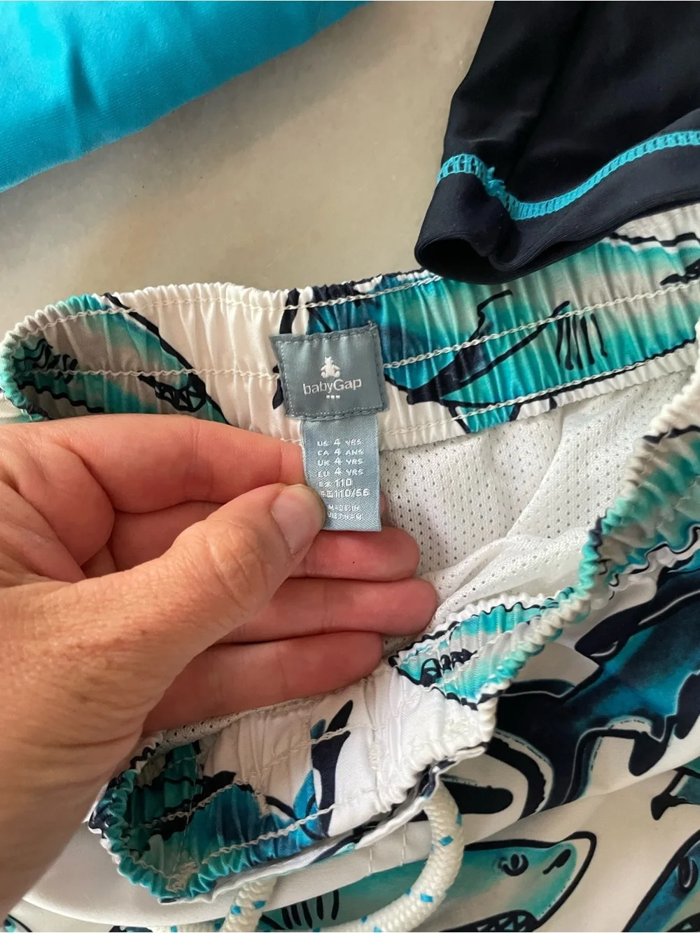 GAP Boys Turquoise and Navy Shark Rashguard Set